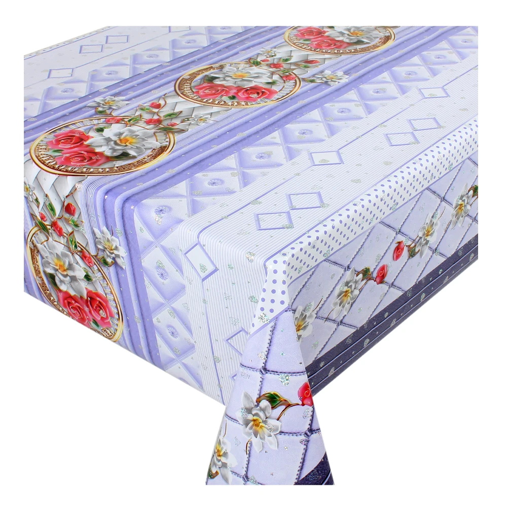 Оптовая продажа Роскошная Высококачественная Золотая рулонная водонепроницаемая ткань из ПВХ скатерть в рулоне