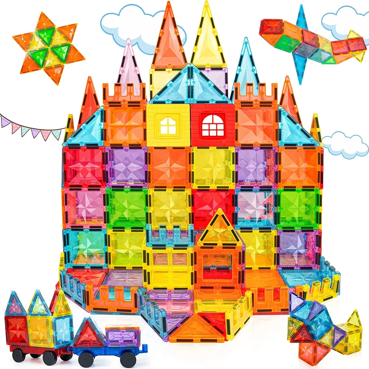 Factory Hot Sale DIY Building Blocks Educational Magnetic Tiles Building Toys 32 Pieces Sets magnetic building blocks for Kids