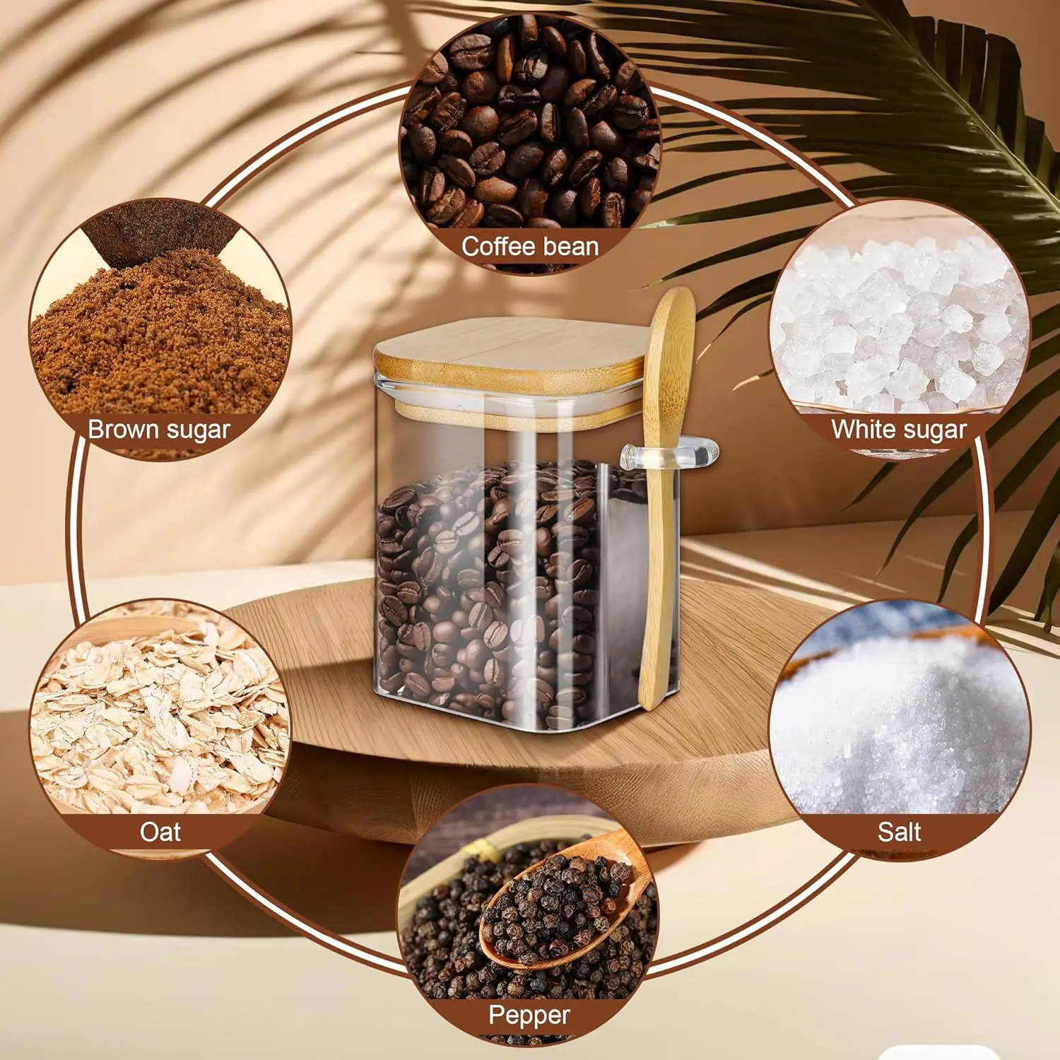 Hot selling square transparent 450ml 530ml 800ml 1000ml glass food container glass containers with airtight bamboo lid and spoon