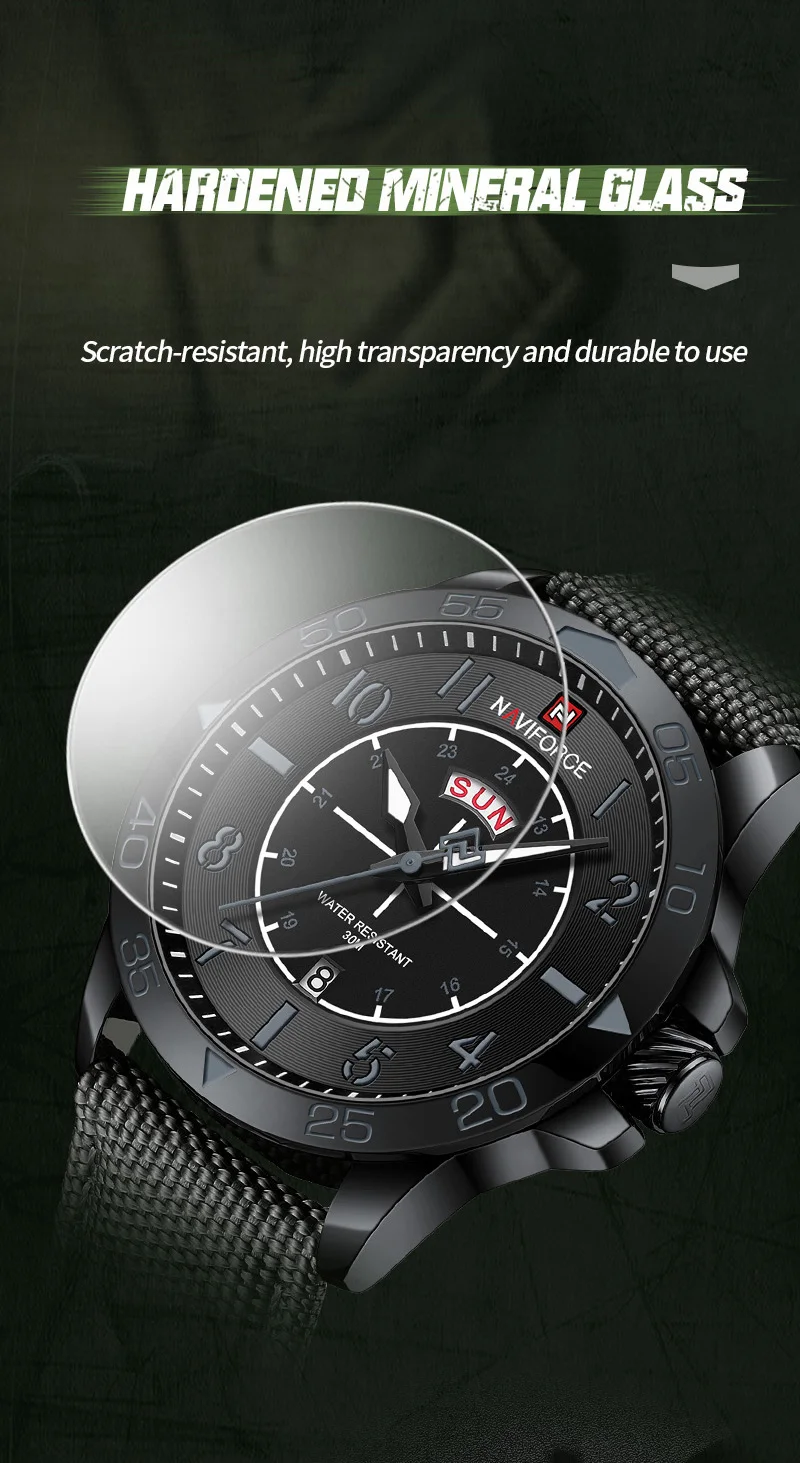 NAVIFORCE 9204N BBGY Hot selling Casual Nylon Strap quartz watches mens original brand factory Date wristwatch waterproof clock