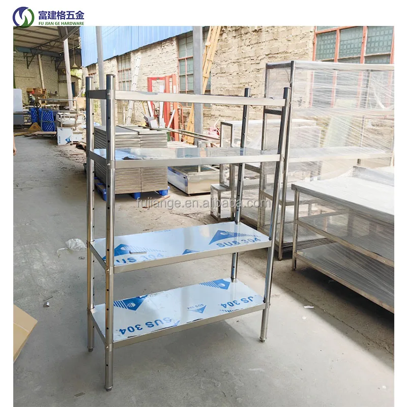 Four Tiers Vegetable Stainless Steel Display Rack Shelf 4 Layers Detachable Commercial Kitchen Shelf For Strong Load Capacity