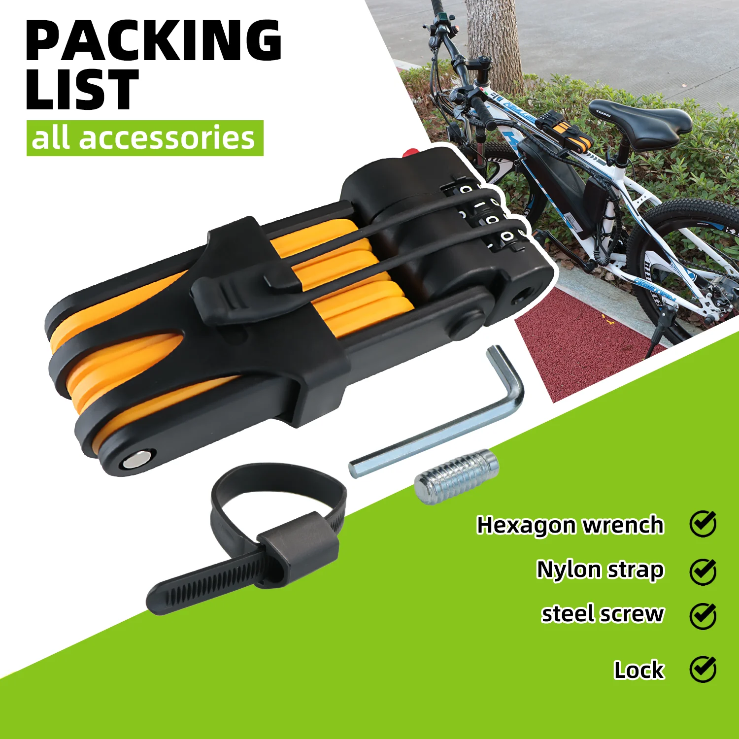 German Security Standard Motorcycle 85cm cycle Scooter Foldable Bicycle Lock with Mounting Bracket