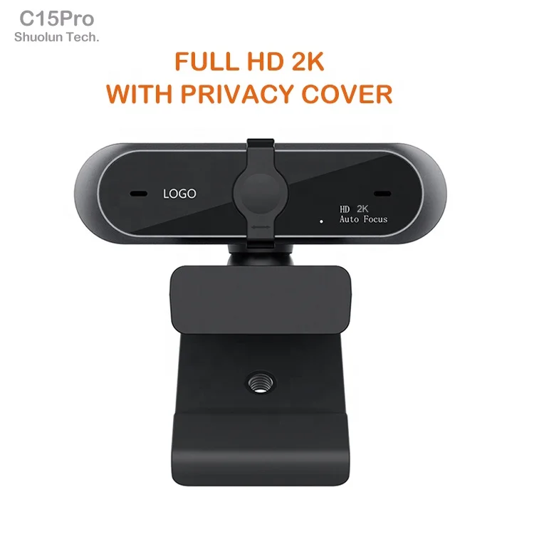 
Shuolun C15Pro 2K 1944P DriverFree Built-in Omni-directional Stereo Microphones USB Webcam with privacy cover for Monitor 