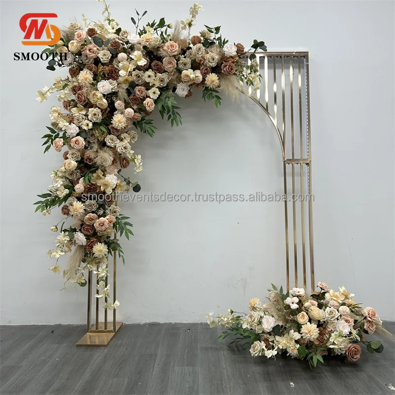 Customized SMOOTHS Hanging Floral Arch Coffee-Color Flower Backdrop for Wedding Parties Floral Arrangement Row Centerpiece