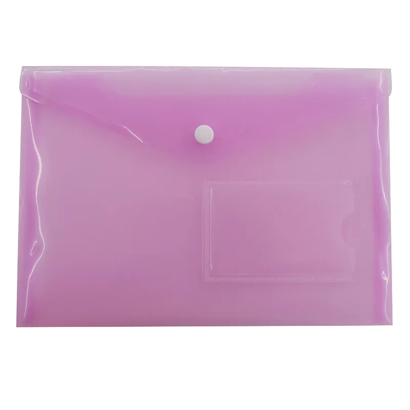 
A5 plastic pockets button snap file folder with name card 