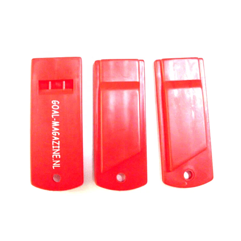 custom logo printed flat plastic whistle, football fans whistle, loudly flat emergency whistles