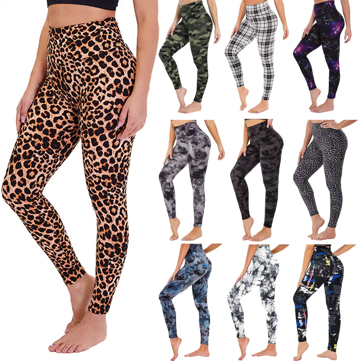 Custom LOGO Digital Printing Leggings For Women Ladies Girl Tie Dye High Waist Printed Yoga Pants Leggings