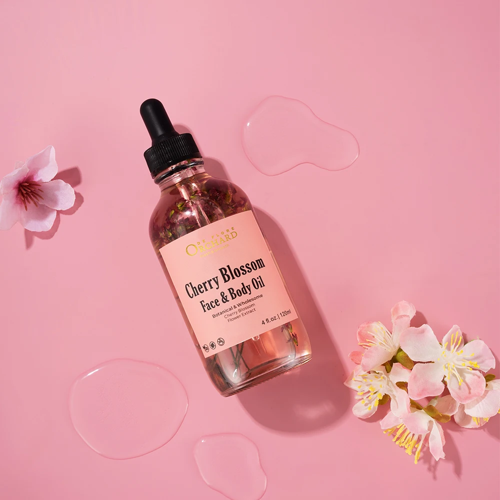 Wholesale Body And Face Lightening Moisturizing Antioxidant Relief Cherry Blossom Face & Body Oil