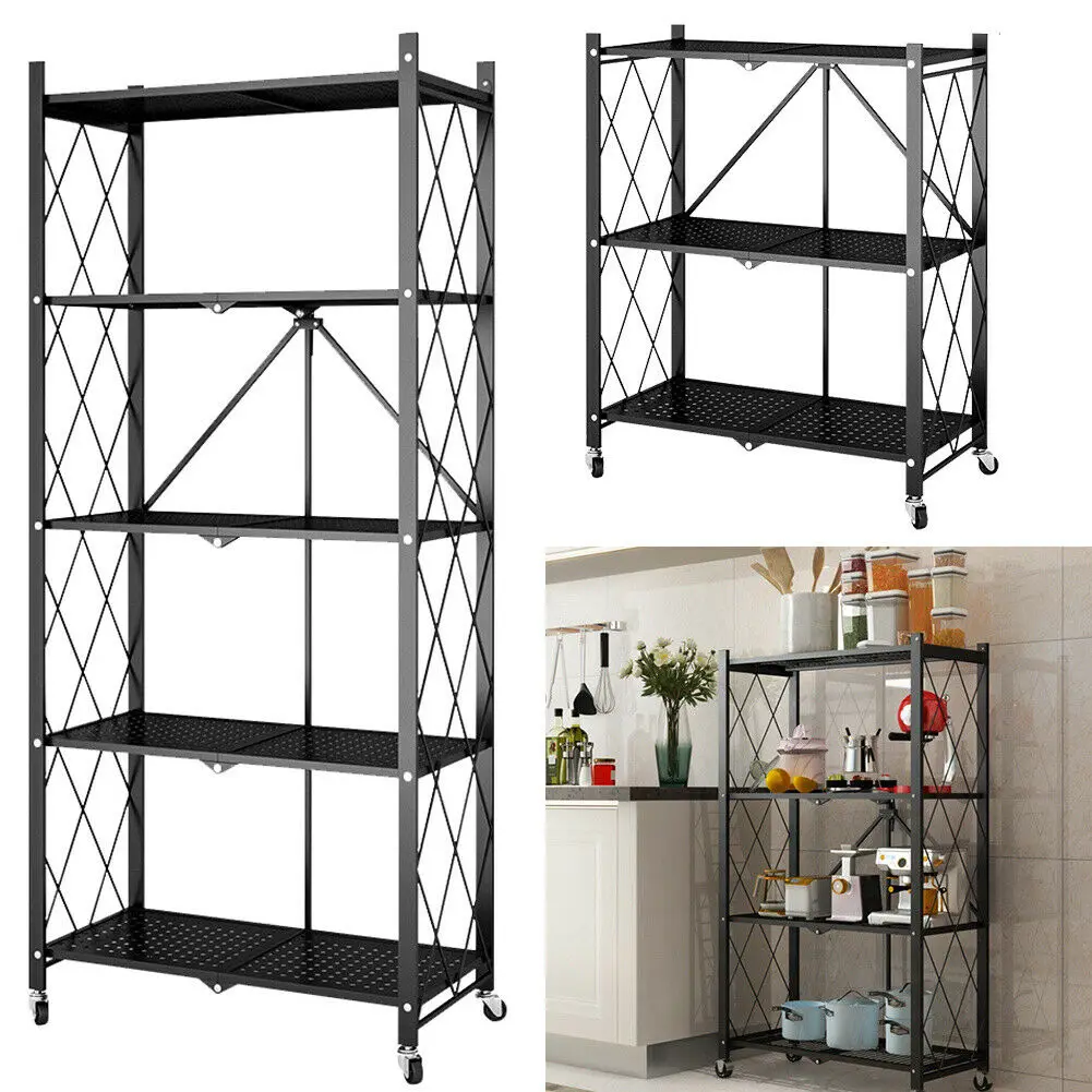 Bathroom Kitchen Trolley Cart Mobile Storage Rack Organizer with 4 Wheels
