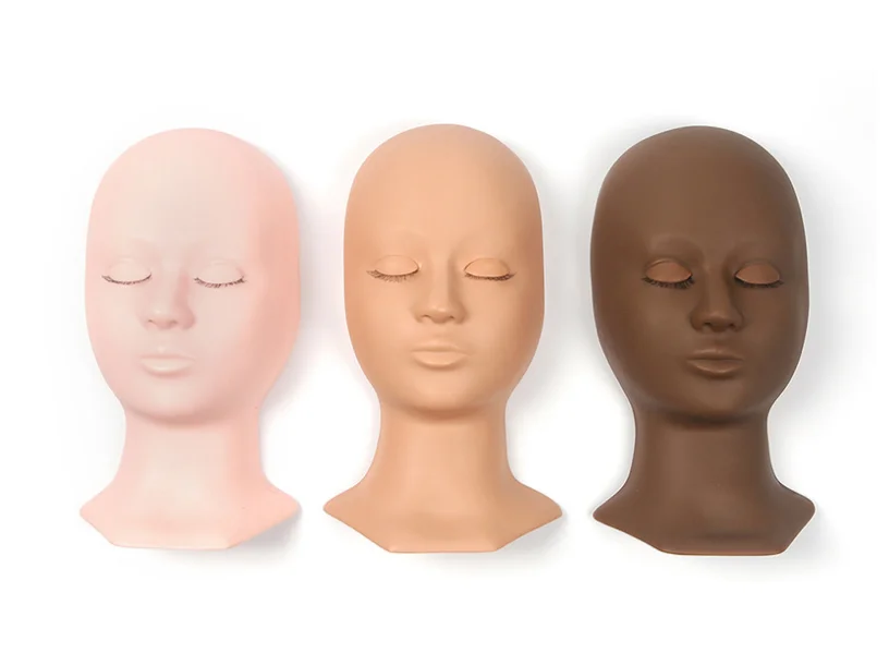 Silicone Flat Model Heads Practice Lash Rubber Eyelash Extension Training Mannequin