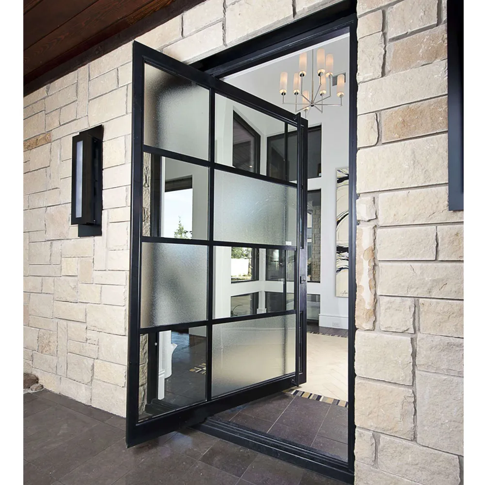 Residential Pivot Wood Doors Modern Exterior Solid Wood Front Doors Aluminium Main Doors