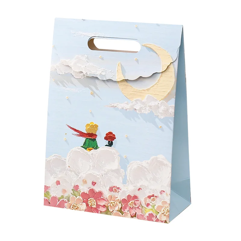 Wholesale Custom Logo Colorful Exquisite Packaging Paper Bag Literary Oil Painting Gift Bag Floral Shopping Bag With Handle