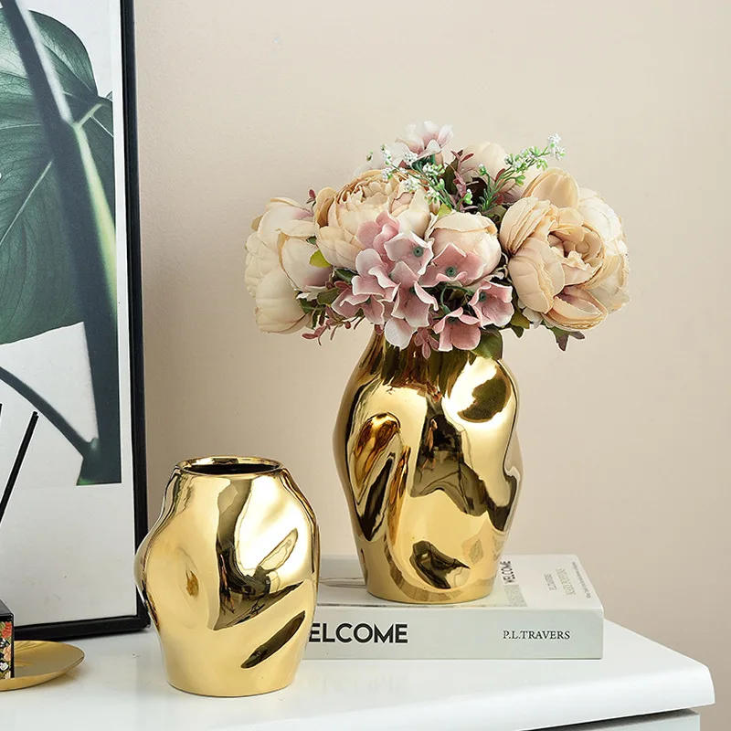 Nordic Modern luxury light luxury gold simple home living room decoration ceramic vase