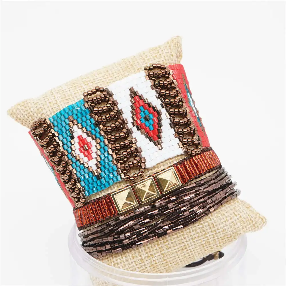 Fashion Handmade Bohemian Bracelet Miyuki Unisex Jewelry Woven Fatima Hand Colorful Charm Miyuki Bracelets
