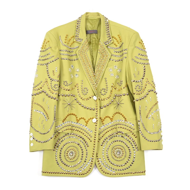 Осень/зима, новый стиль, мода 2021, женские костюмы с персонализированным узором, украшенные блестками, женские куртки с длинными рукавами