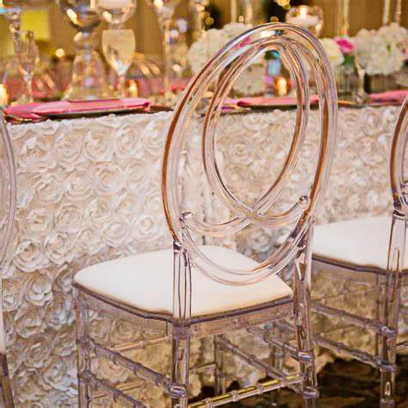 Hot selling fashion hotel lobby banquet Plastic wedding chair chiavari crystal clear wedding chair