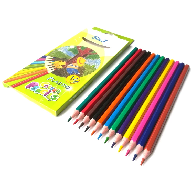 Factory Custom Non Toxic 7 inch 12 Colors Woodless Colored Pencils