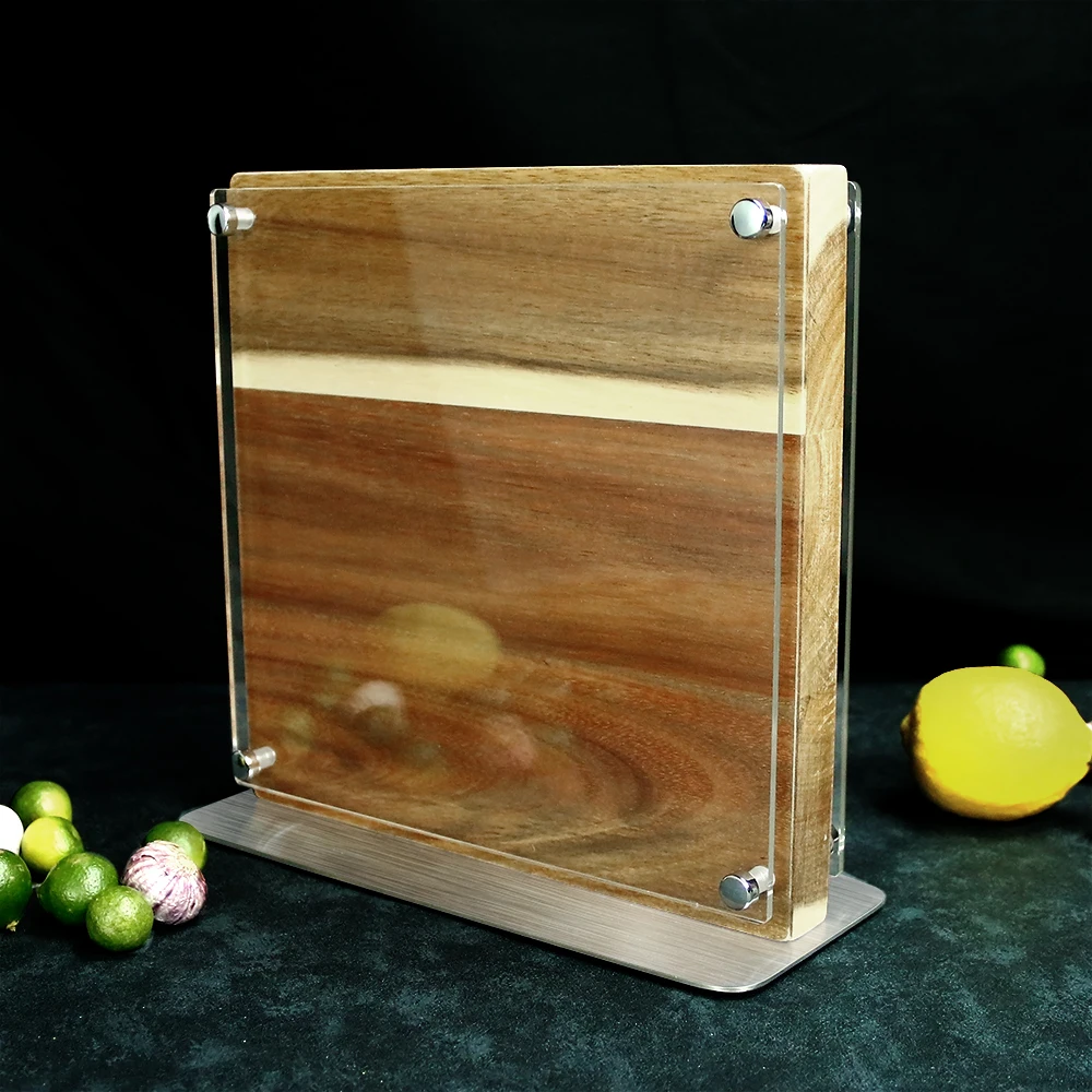 Acrylic protector with Aciacia Magnetic Knife Holder both sides Block