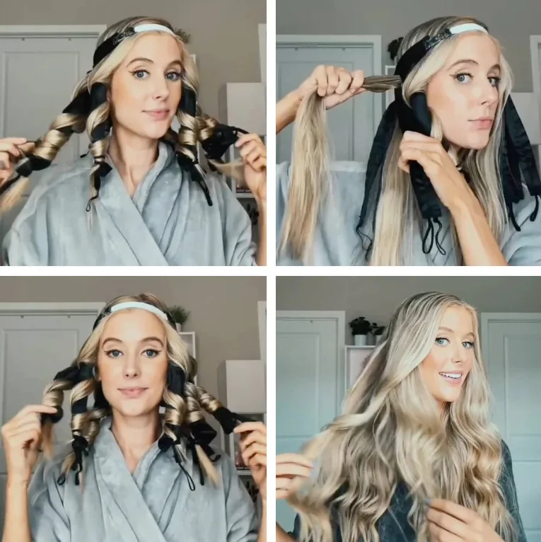 Microfiber Velvet 8 claw heatless hair curlers octopus curls no heat Portable Magic curls Headband Curling Rod Roller