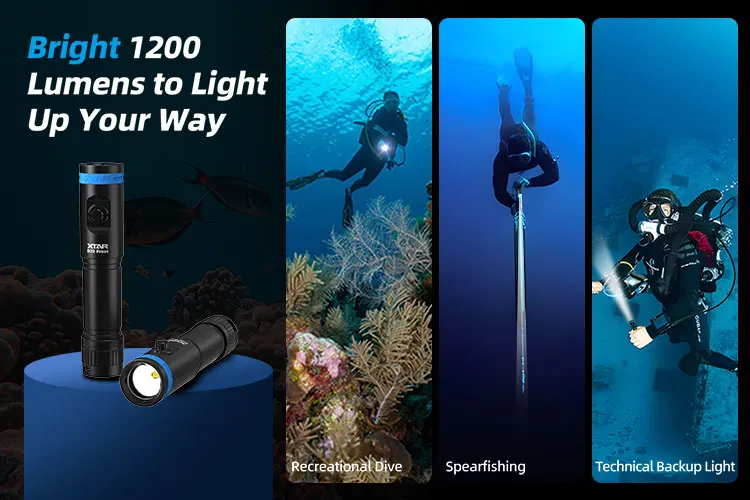 2024 NEW XTAR MiniSuper D20 Press 1200 lumens IPX8 Waterproof Underwater 100m Scuba Torch Light LED Diving Flashlight