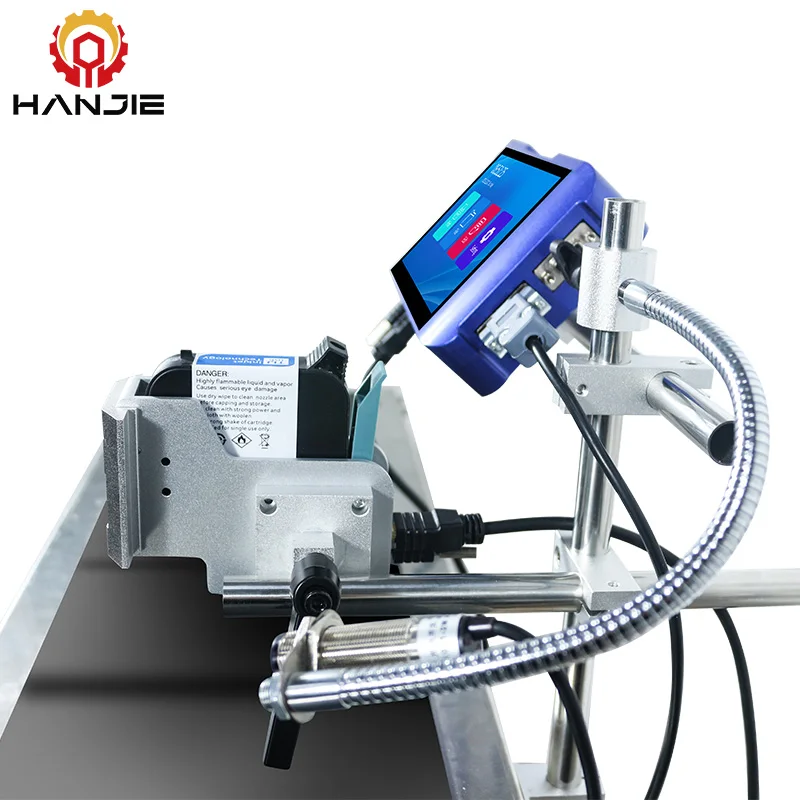 HANJIE Manufacturing Offers 7 inch intelligent touch screen TIJ online printer for date Text Count Barcode/QR code printing