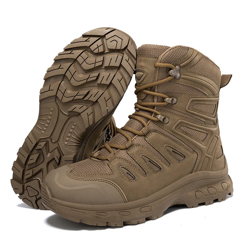 Good Beige Rubber Sole Shoes outdoor Desert Microriber Leather And Mesh Upper hiking Boots With Quality Assurance