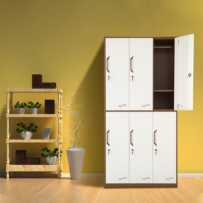 New design steel 6 door high quality metal cabinet wardrobe storage locker
