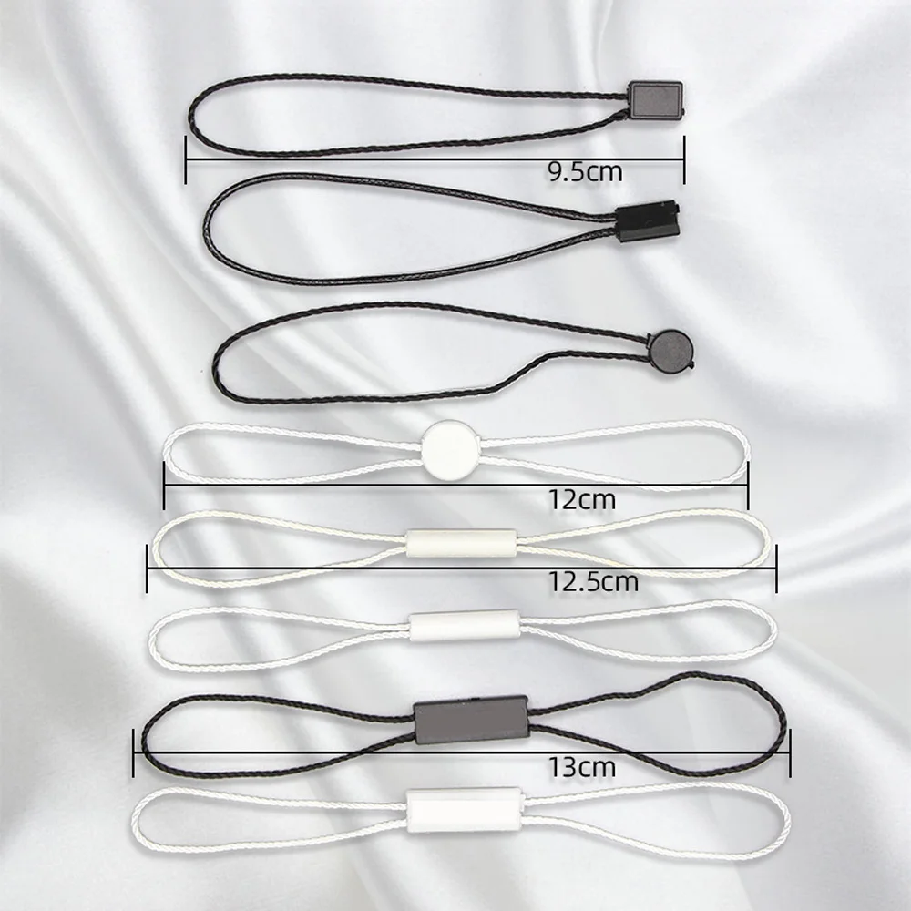 Luxury hangtag rope clothing polyester thread string product seal string with embossed logo plastic seal hang tag string