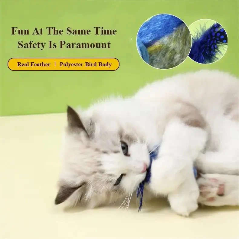 Yoyo New Pet Cats Play Toy Simulated Bird Natural Pet Toys Can Be Paired With Hanging Sound Plush Bird Called Toys For Cats