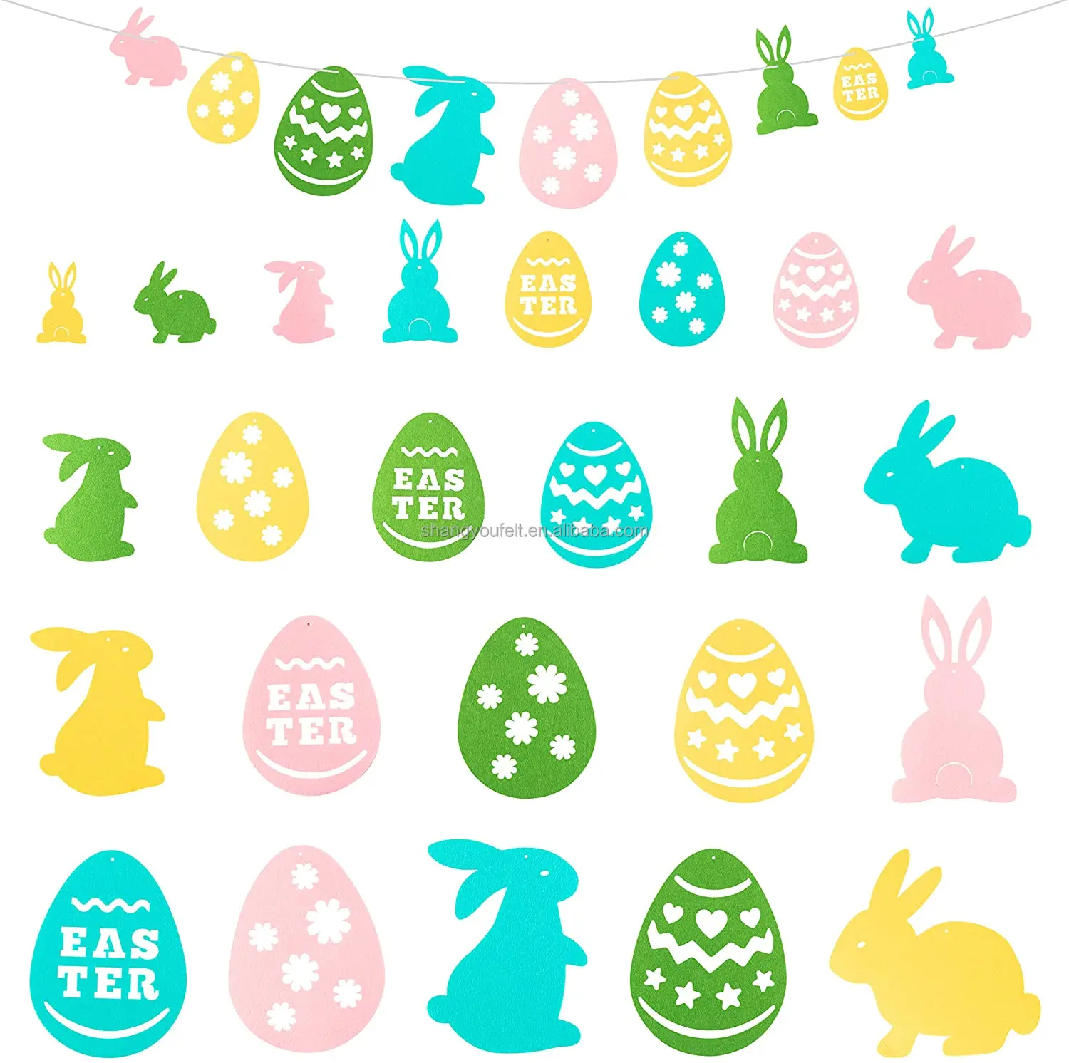 Felt Easter Bunny And Egg Banner Easter Hanging Decoration