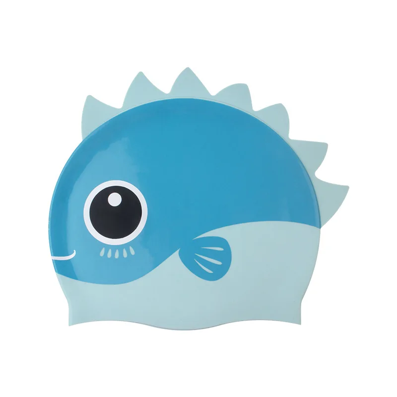 Fish shape silicone kids swimming cap