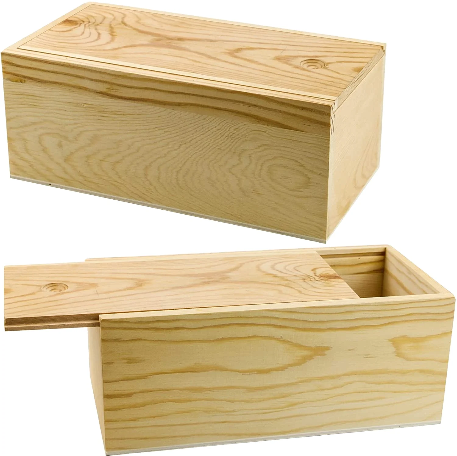 Unfinished wooden storage box with sliding lid,wood container suitable for Christmas, wedding, party, gift, DIY
