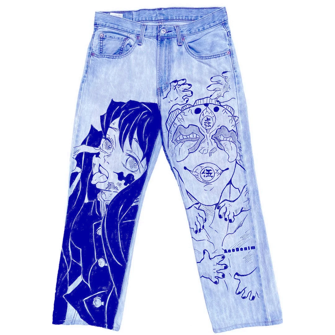 AeeDenim Denim Manufacturer Hand Painted Jeans All Over Print Denim Y2k Jeans Men