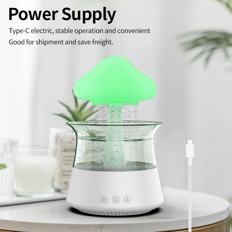New inventions in home appliances difusores de aroma hotel raining water drop mushroom the rain cloud humidifier customize