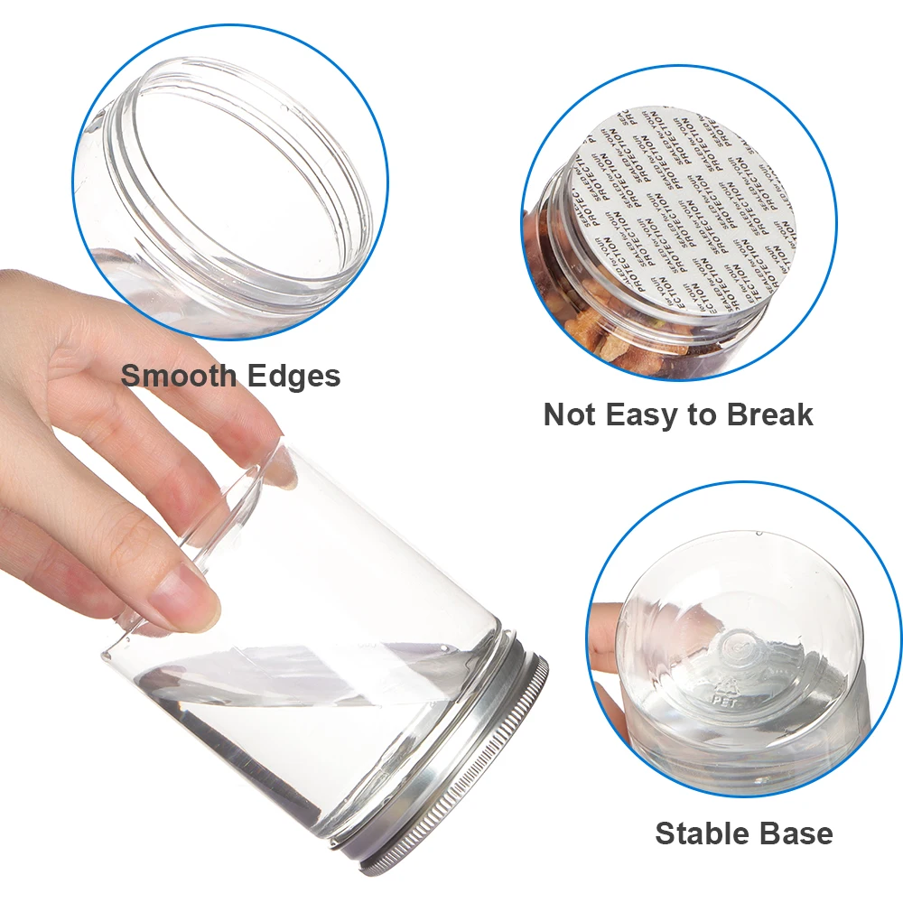 50ml 500ml 4 8 16 oz 4oz 8oz Empty Pet Plastic Storage Honey Food Grade Candy Cookie Container Jar with Lid for Food Packaging