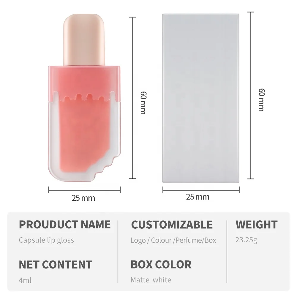 Lip Gloss Base Private Label Custom Fruit Vegan Clear Lipgloss Ice Cream Lipgloss for Kids