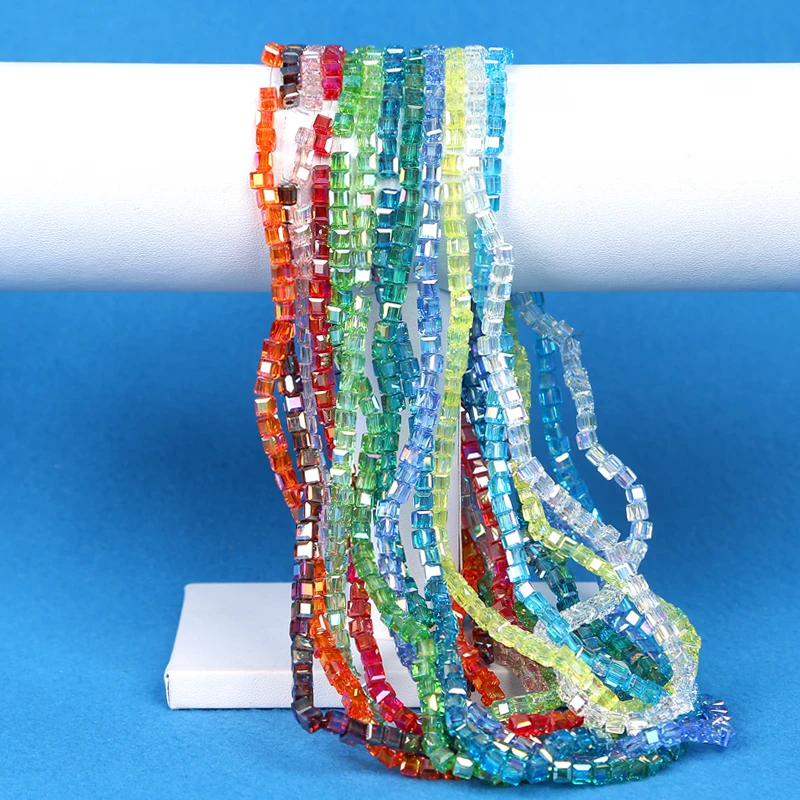 White Crystal beads Glass beads 4/6/8mm high quality square crystal beads for DIY jewelry or clothing curtain production