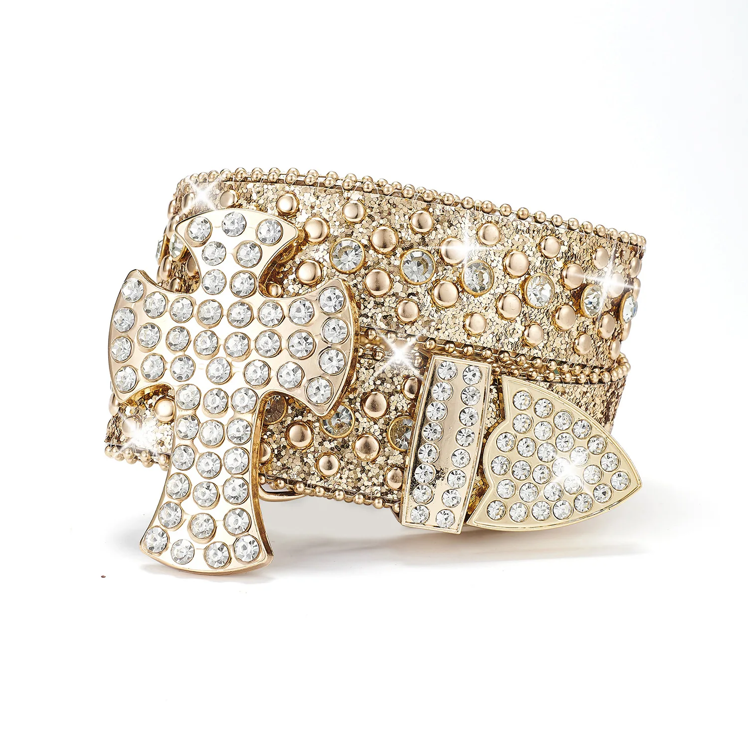 Retro metal buckle western belt bead BB imon belt diamond PU leather strap skull bucklecowboy rhinestone Belts for women