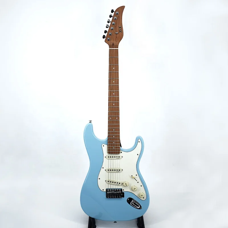 
ZLG 6 string ST electric guitar wathet color OEM Wholesale guitar alder body roasted maple neck alnico pick up Korean hardware 