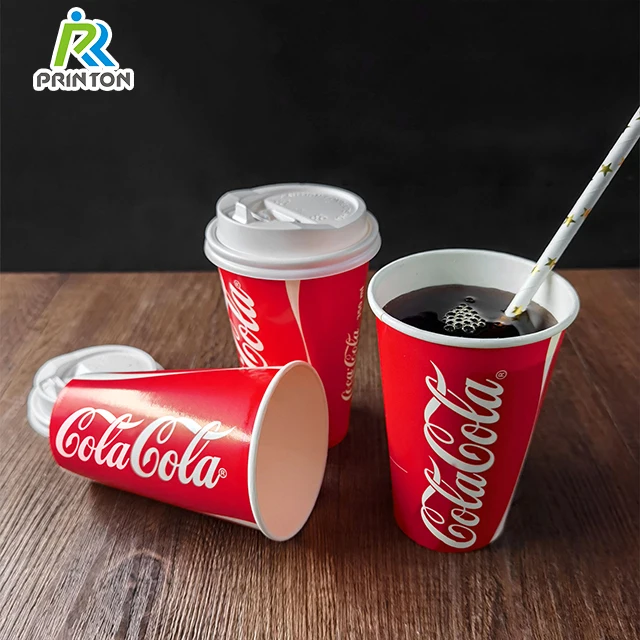 16oz 24oz Wholesale reusable cups with straw disposable paper for drink cola cold cup