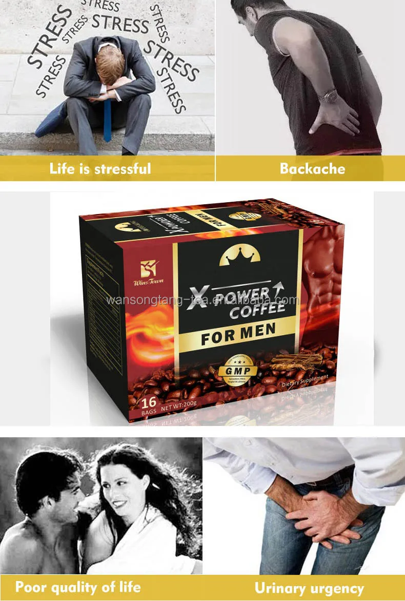 Man X power custom coffee Private label Energy herbal healthy Male vitality Instant black Maca Coffee for men