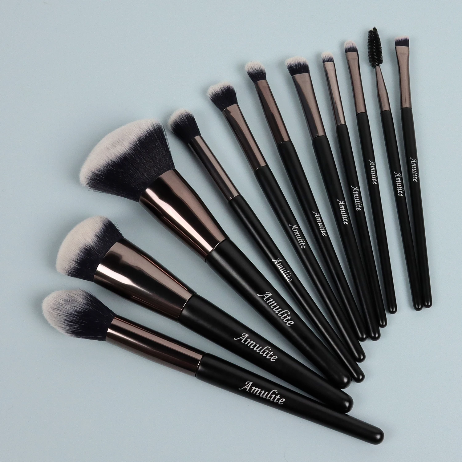 AMULITE 11pcs Makeup Brushes For Powder Foundation Contour Eyeshadow Cosmetic brush set makeup brushes custom logo