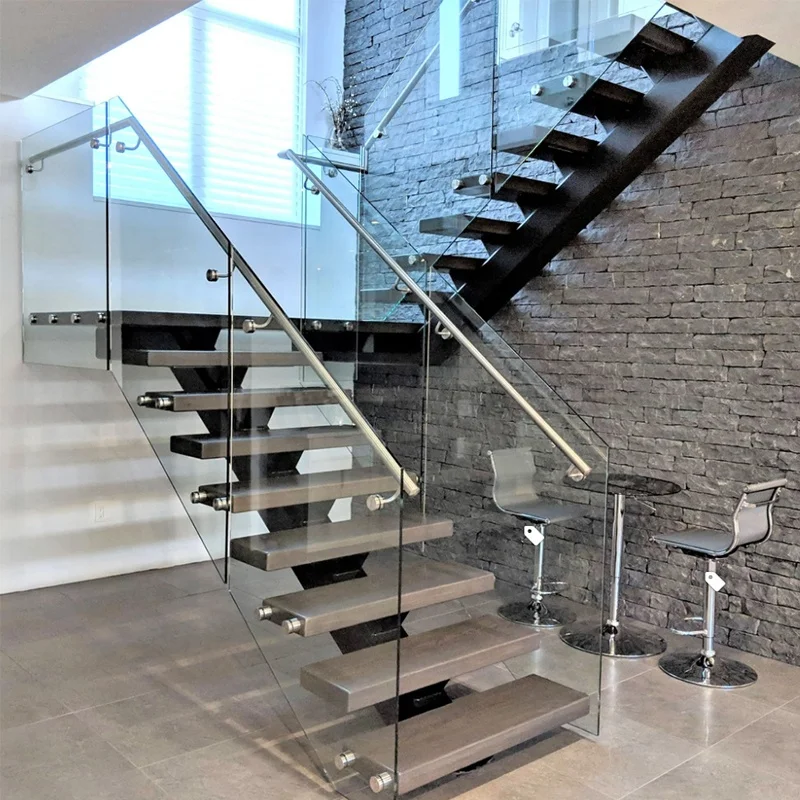 Indoor Master Step Spiral Stainless Steel Escalera Stringer Wooden Floating Curved Staircase Balustrade Iron Stair Railing