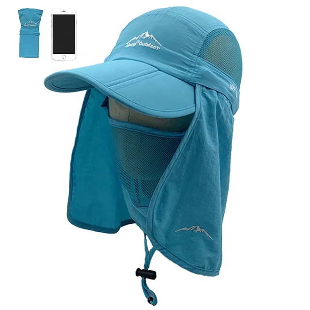 High quality foldable outdoor hat sun protection hat with shield custom fisherman hat