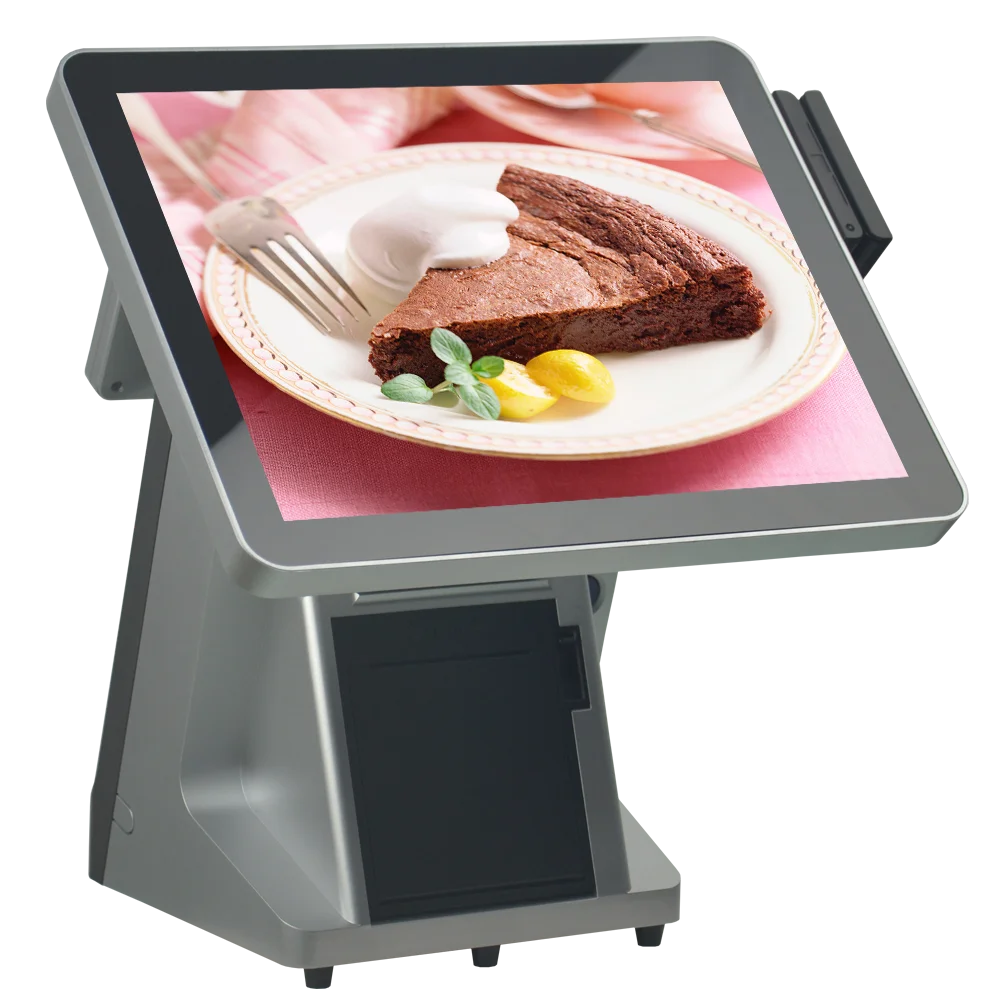 All In One Touch Screen Cash Register POS Windows 10 Restaurant 15Inch Intel Core I3 POS Terminal Machine with  Thermal Printer