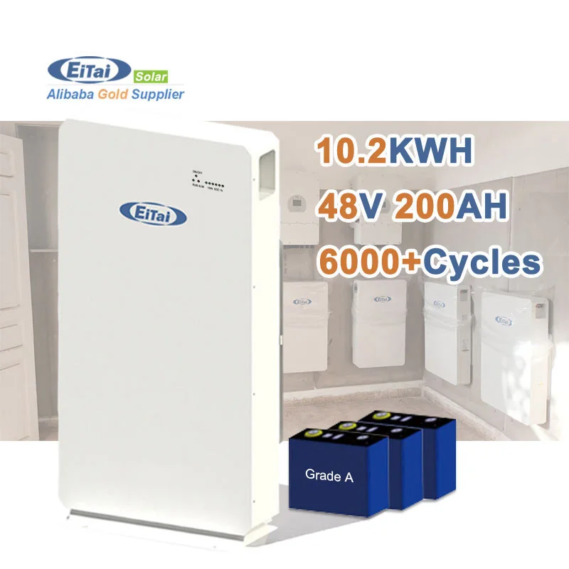 Eitai 51.2V Lithium 280Ah 48V 200Ah Lifepo4 Solar Battery 10Kwh Power Wall-Mounted Energy Storage Battery