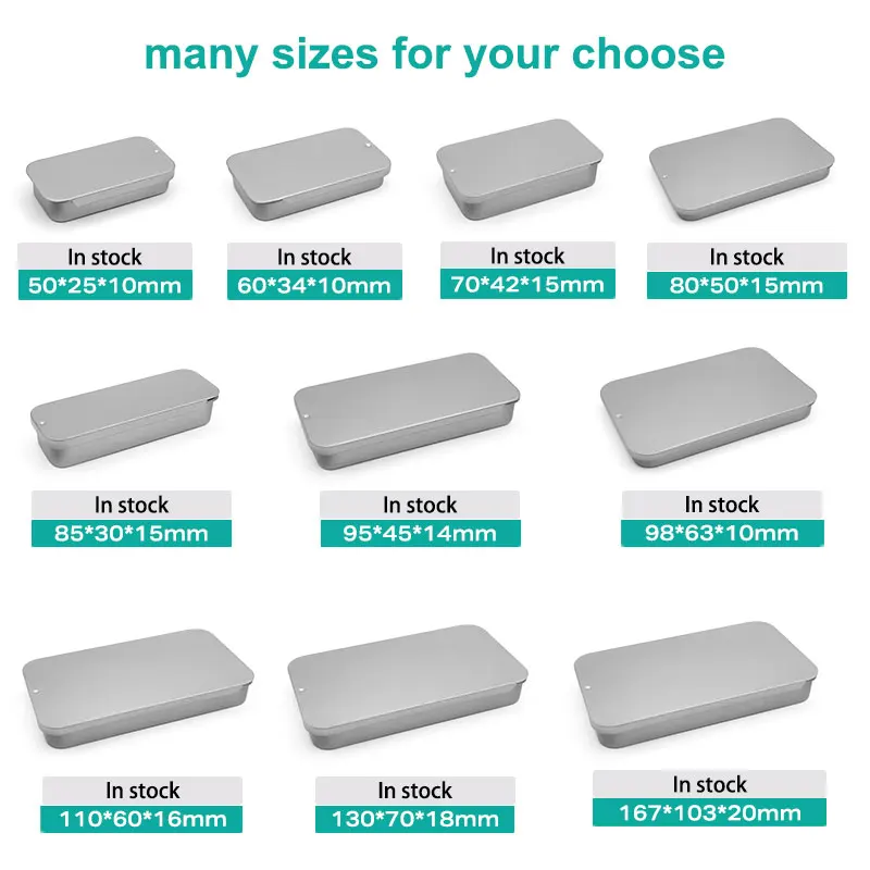 50ml 60ml 100ml small metal rectangle packing tins boxes for sweet custom square package container jar