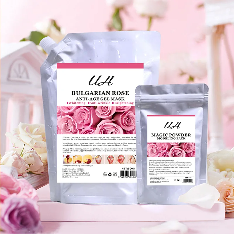 Rose Hyaluronic Acid Hydro Jelly Facial Mask Powder Collagen Vitamin C Peel off Rubber Face Mask