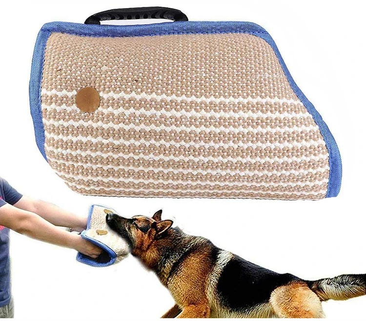2 Handles Dogs Bite Sleeve Jute Arm Protection Sleeve for Dog Puppy Training Chewing Tug Toy