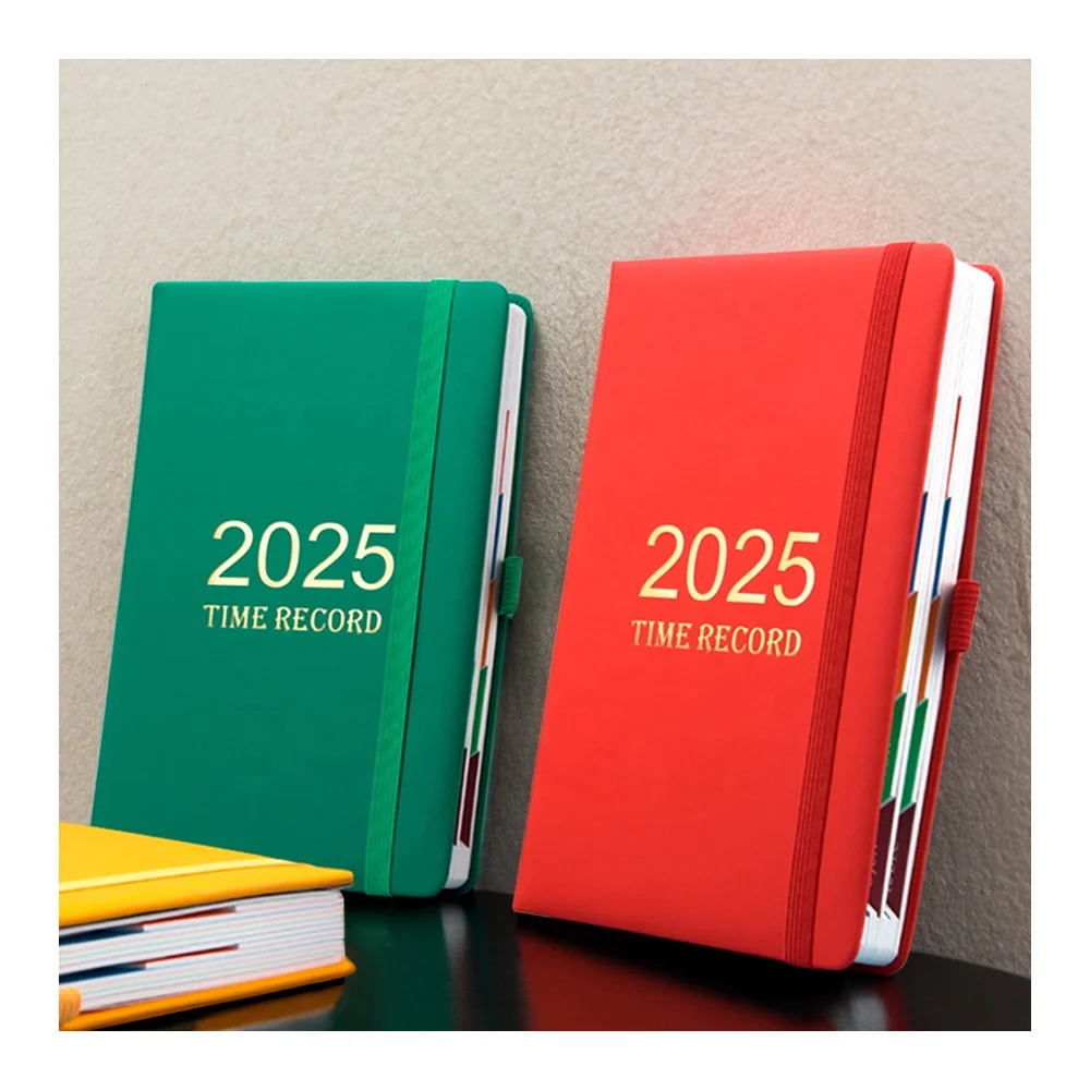 Rush shipment 2025 2026 365 days agenda logo printing PU leather daily planner Spanish English notebook gift dairy notebook